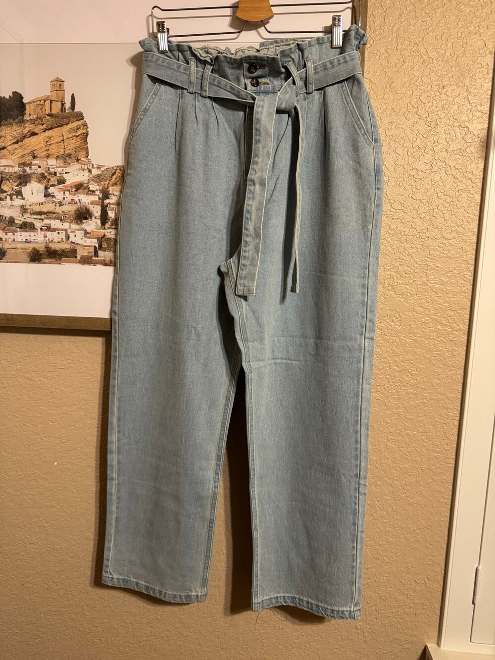 NWOT Solai the Label Eloise Paperbag Pants Denim Large